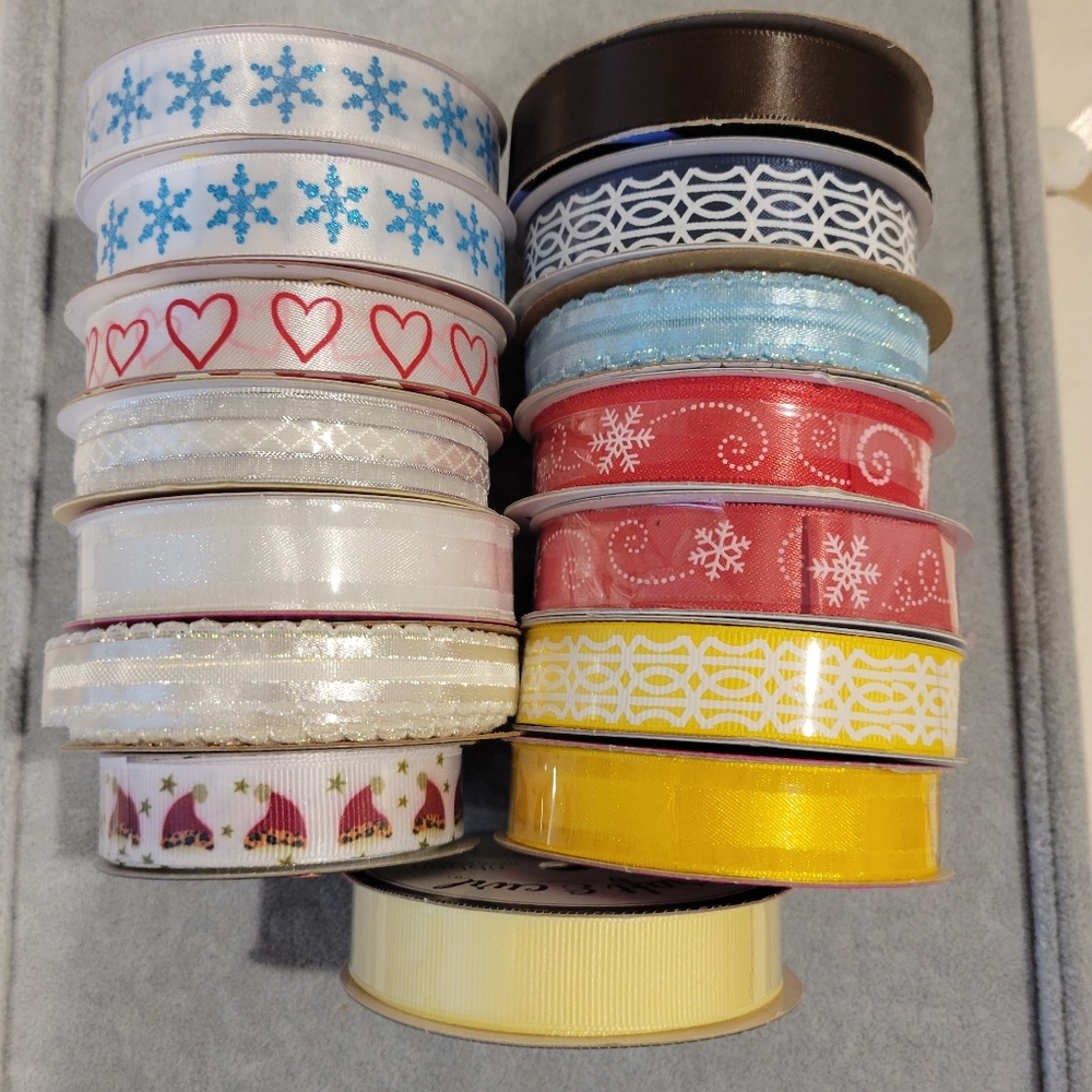 Mix Ribbon 5/8 in Sheer Grosgrain Satin Organza - 62 yards